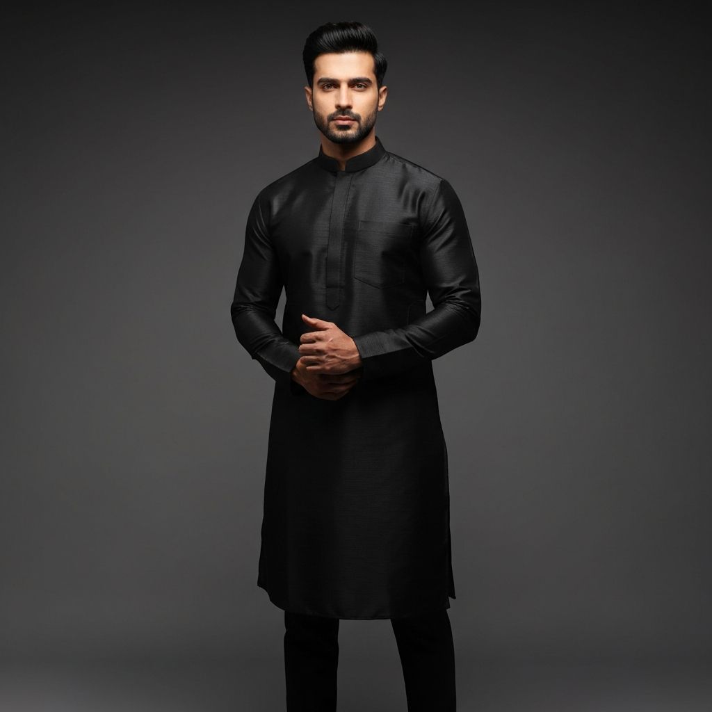 Men's Black Formal Kurta