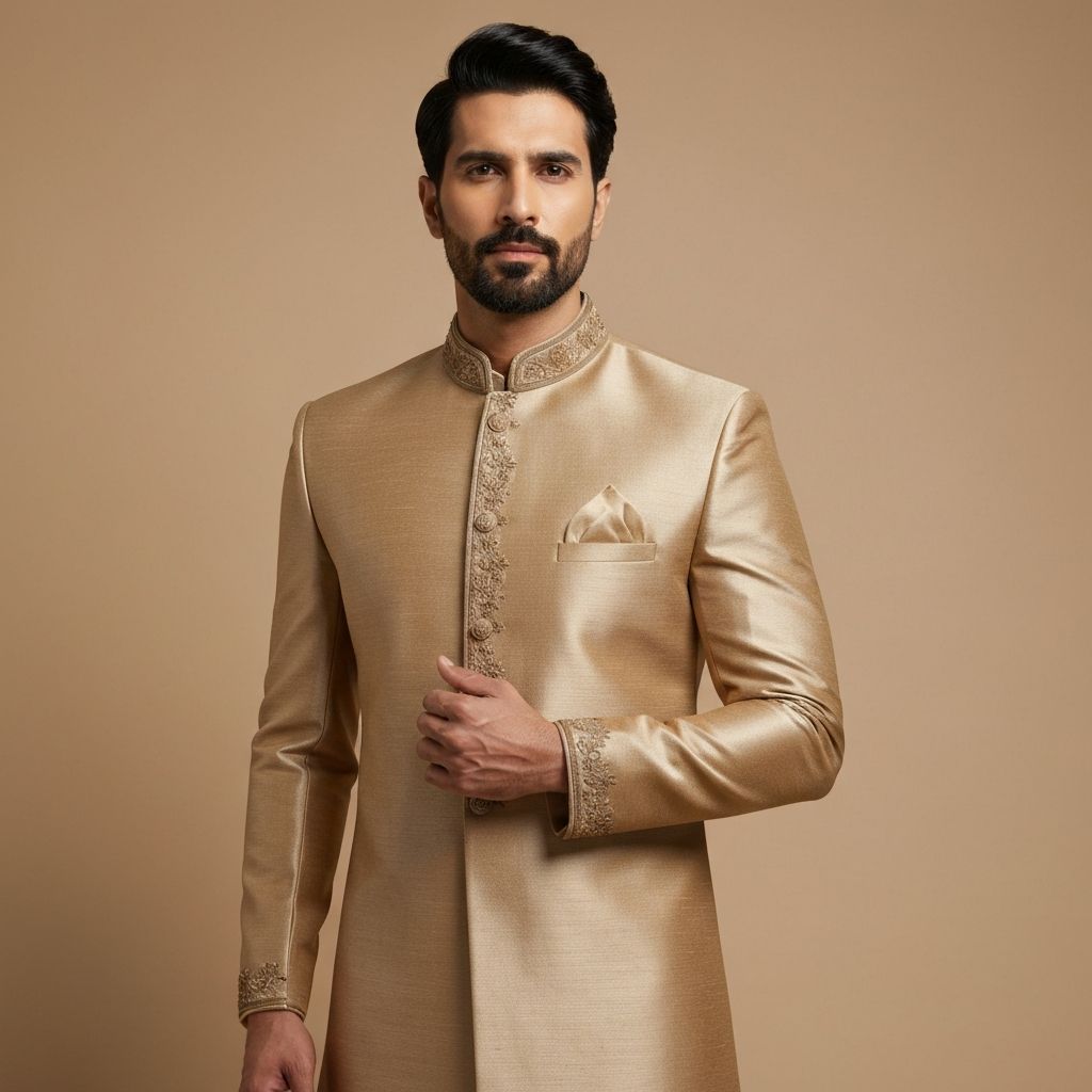 Men's Beige Traditional Sherwani