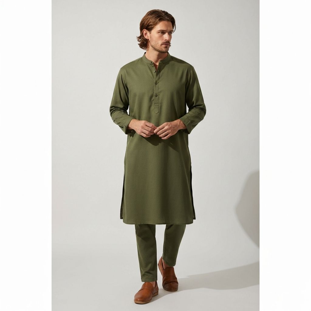 Men's Olive Green Kurta